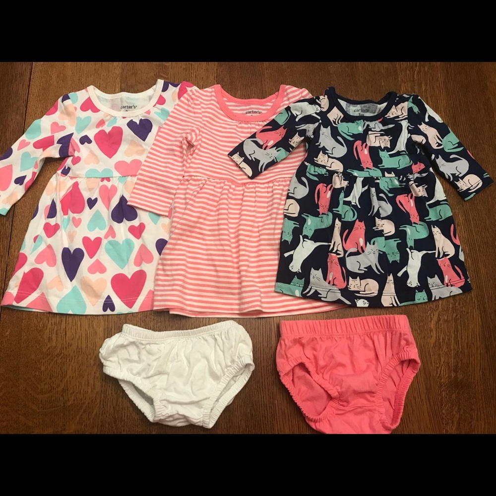 New NWOT Baby Girl’s 3 Months Dresses/ DiaperCover